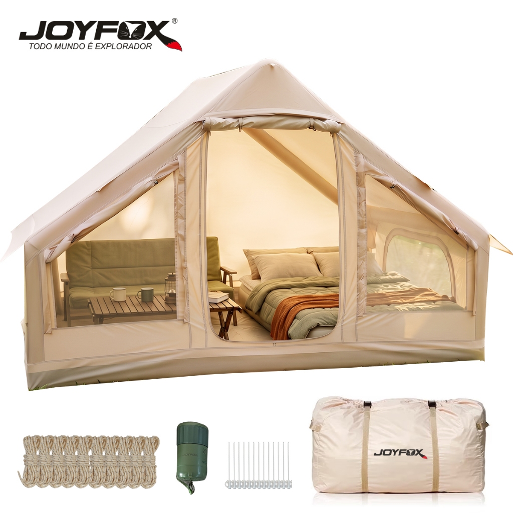 Barraca Camping Insuflável Grande 6 Pessoas Tenda De Acampamento Inflável Fácil De Montar Com Bomba Elétrica 3000 mm