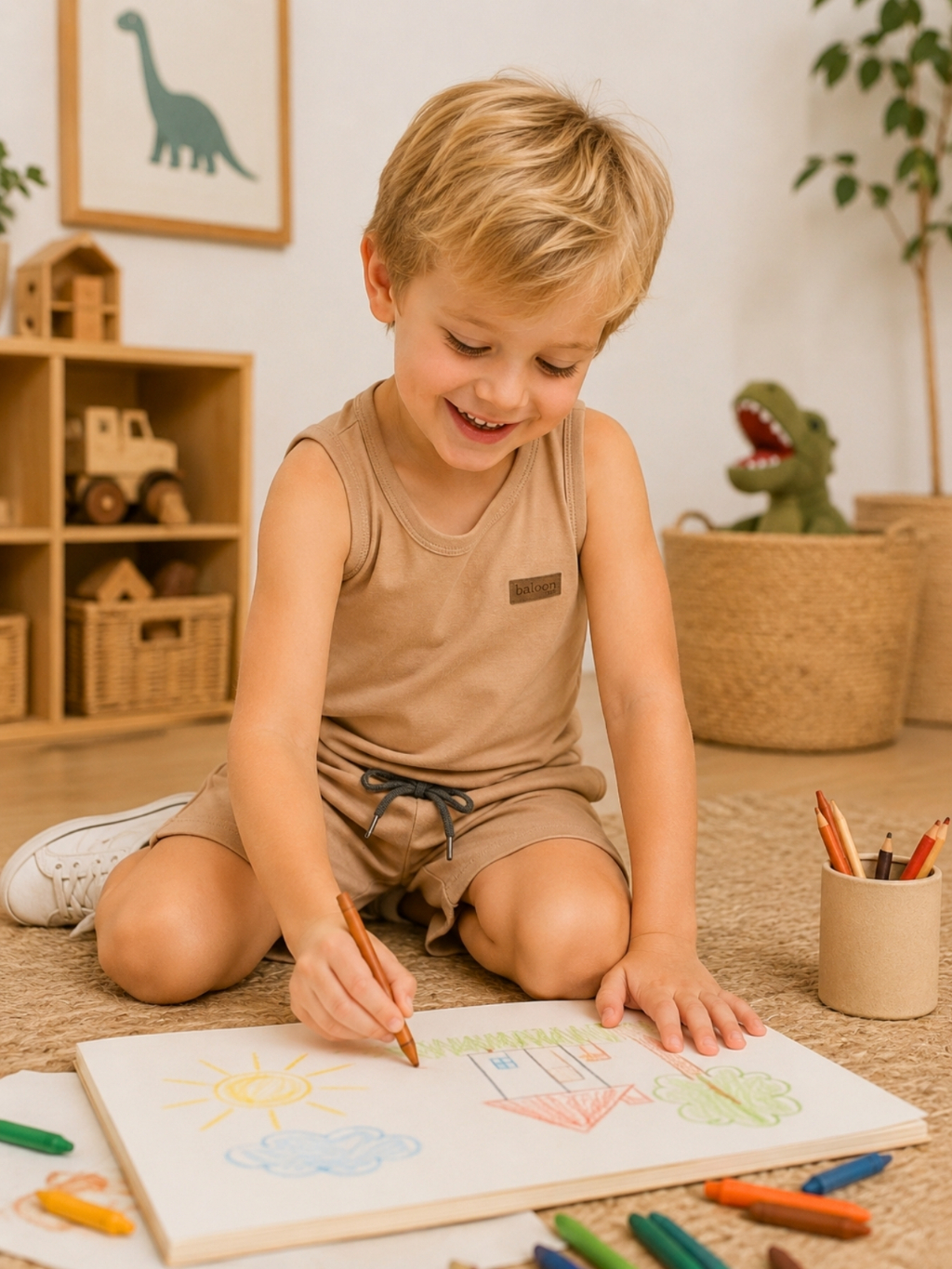 Kit 10 Peças Monocromático Roupa Infantil Menino Conjunto Regata Verão Masculino Algodão — imagem 2 de 2