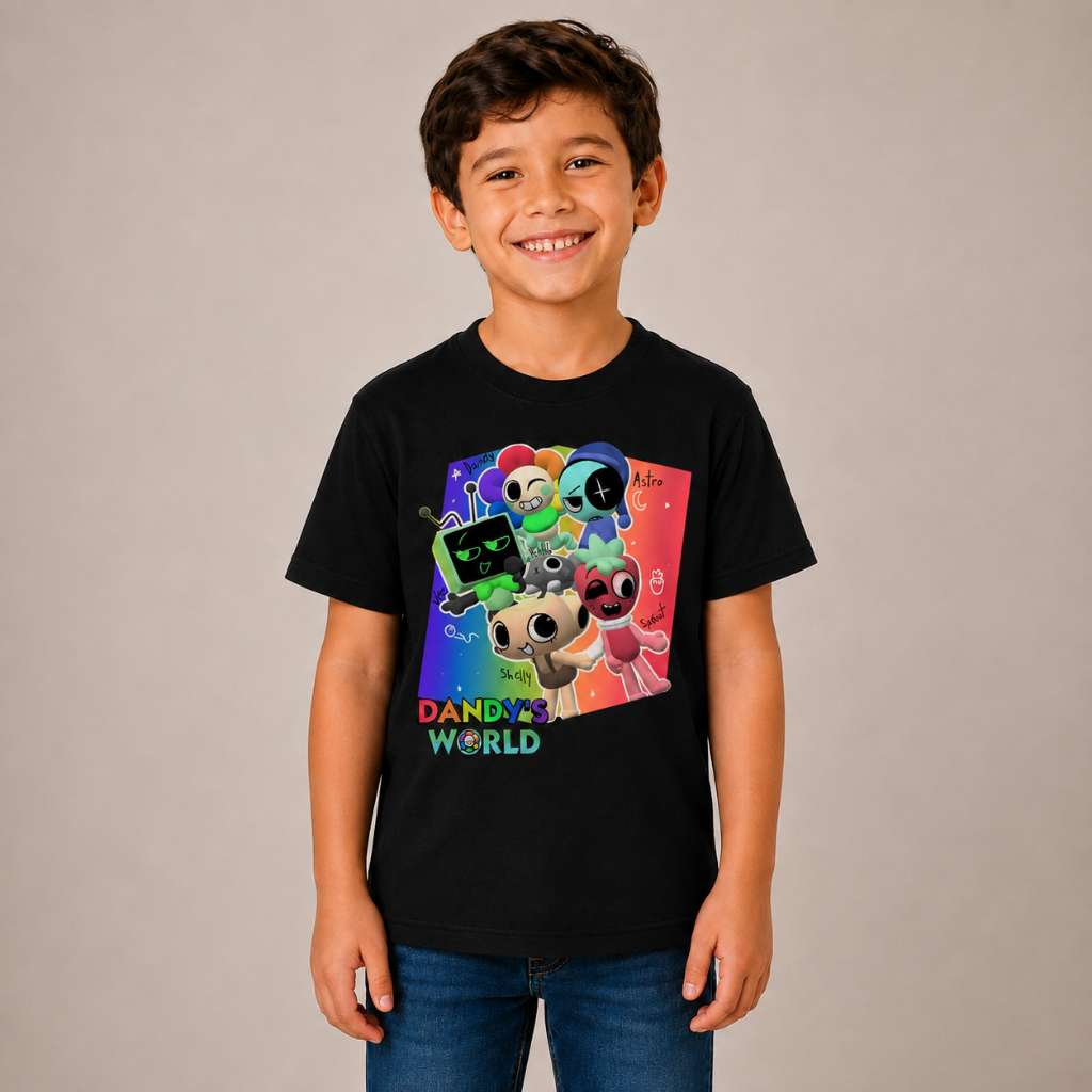 Camiseta Infantil Dandy's Word Jogo Desenho Gamer Toons Jogo
