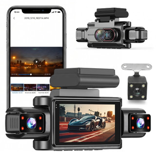 Câmera de Painel Veicular 4 Câmeras 360 Graus Wifi Gravador Full HD Sensor G Visão Noturna Dash Cam