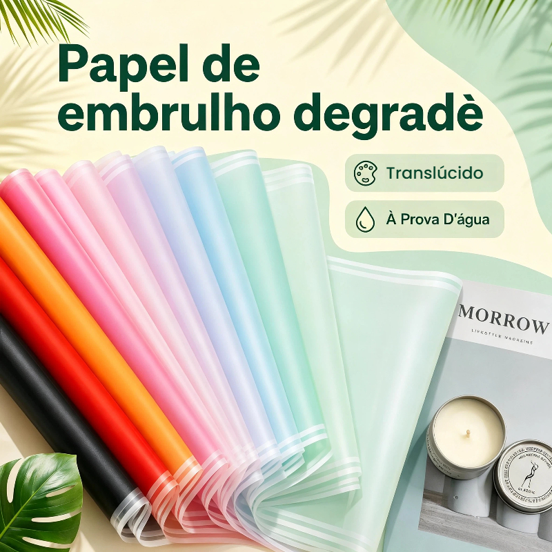Kit 20 Linha dupla com gradiente 57cm x 57cm Folhas Papel De Embrulhar Buque Embalagem Presente-Novo