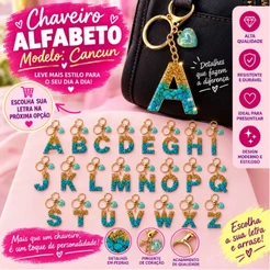 Kit de Chaveiro de Resina Personalizado Letras A-Z Verde Agua Confete Presente Bolsa Lembrancinha