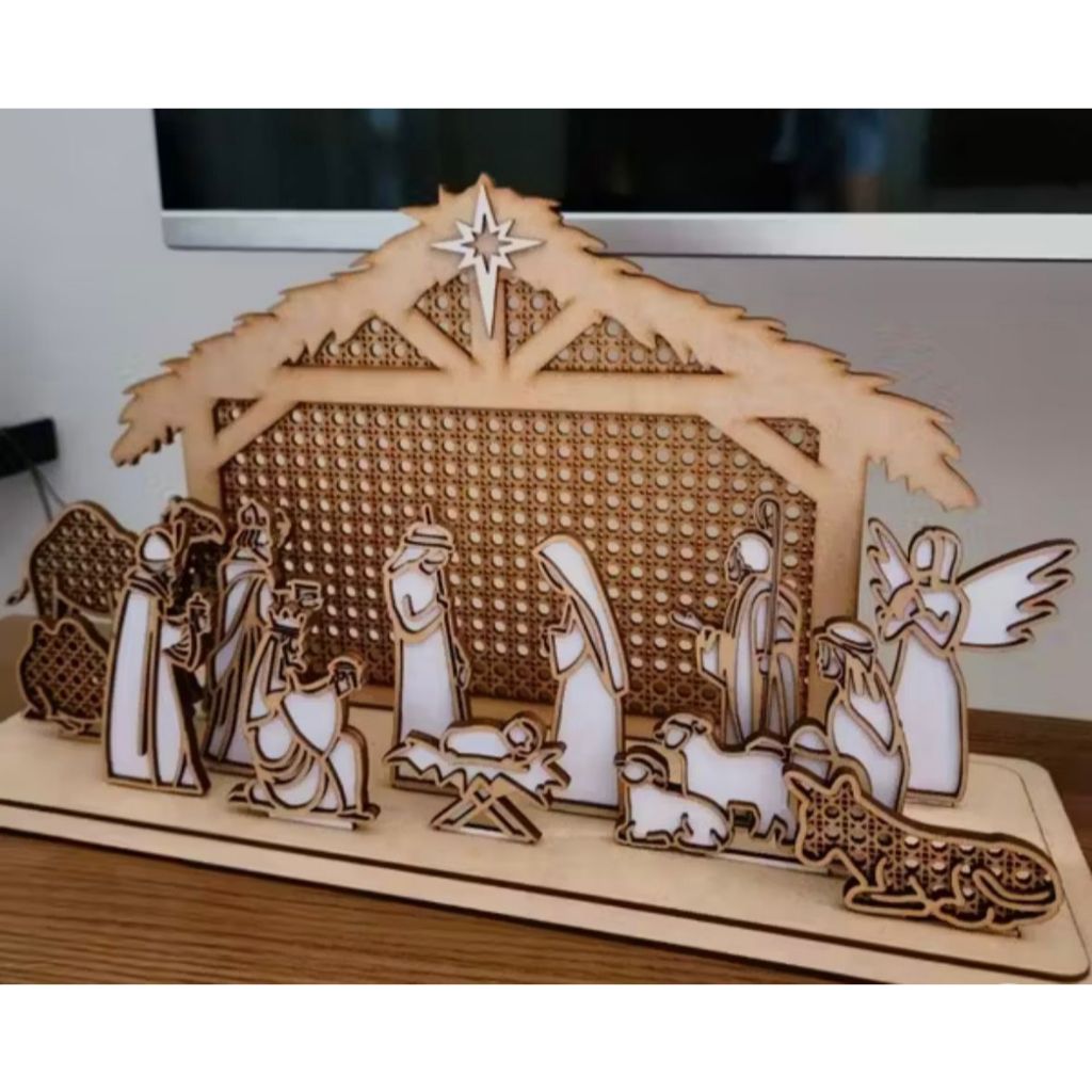 Presépio Natal MDF Natalino Festa Fim De Ano Jesus Decoração — imagem 2 de 2