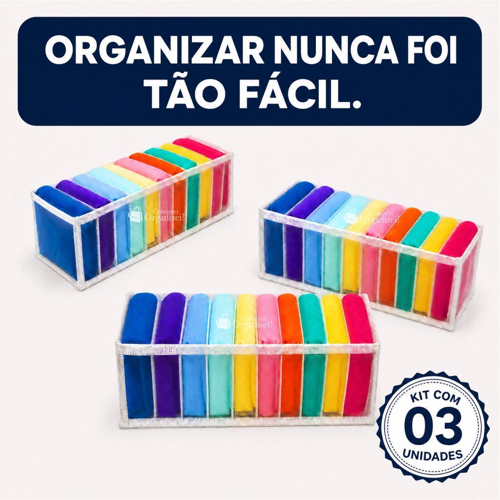 Colmeia Organizadora de Gavetas Tamanho "P" - Kit 3 Un - Organizador de Guarda Roupas tamanho P calcinha, cueca, meia