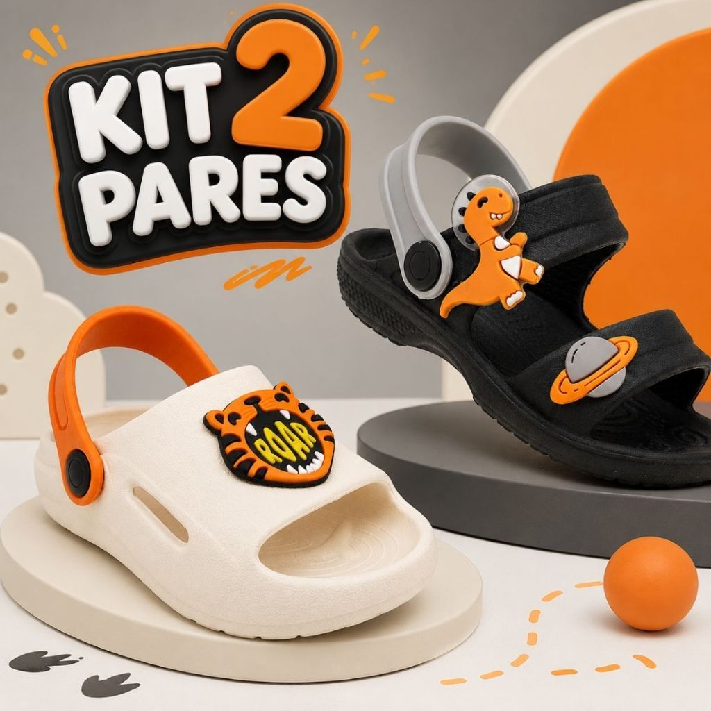Kit Chinelo Nuvem Infantil Menino Confortável + Sandália Infantil Leve Antiderrapante