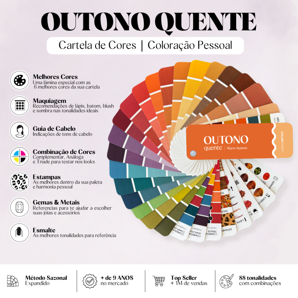 Cartela Paleta De Cores Coloração Pessoal Mini | Outono Quente | Outono Puro | Outono Verdadeiro