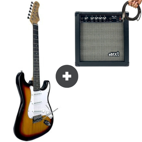 Kit Guitarra Stratocaster Mxt + Amplificador Guitarra 30W com Bluetooth