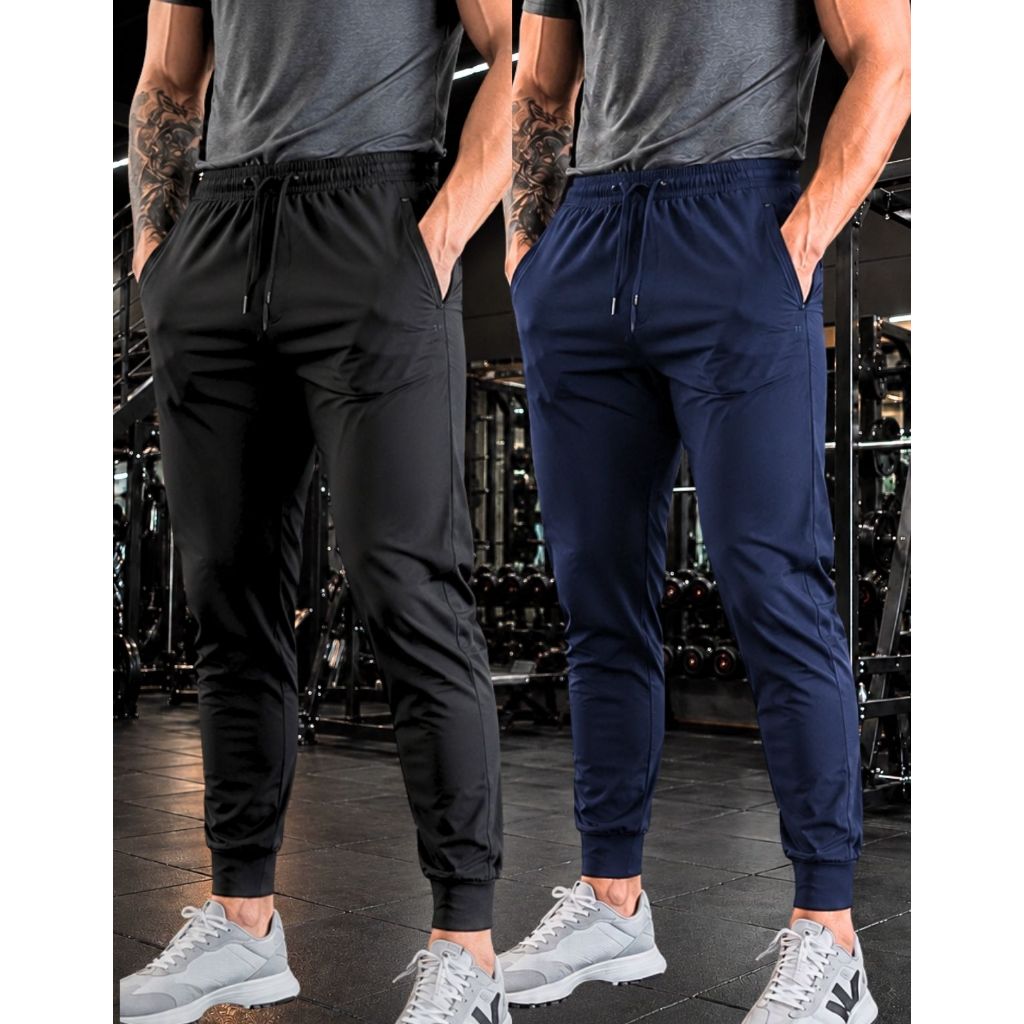 Kit 2 Calças Jogger Tactel Com Elastano Masculino Dry Fit Academia Treino e Corrida