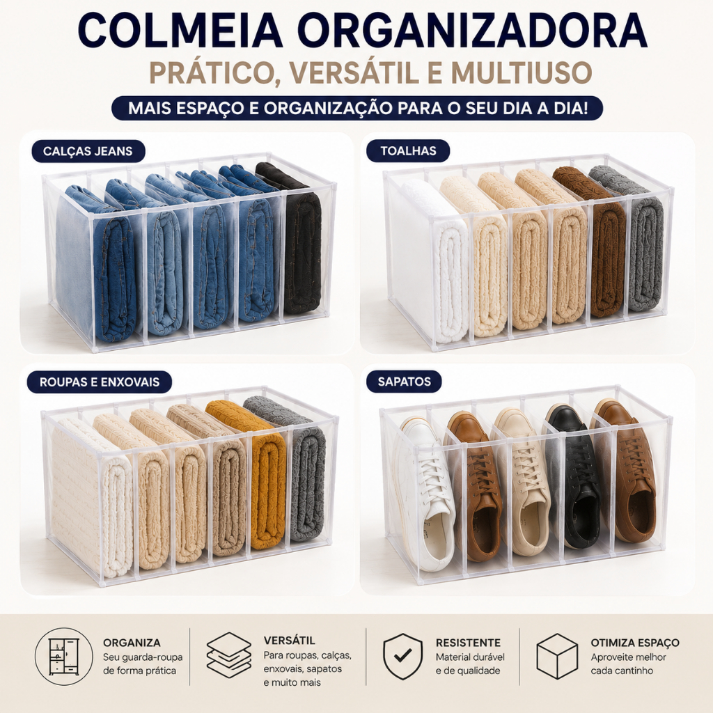 Colmeia Organizadora Kit 4/8 para Roupas Calças Jeans Sapatos Enxoval