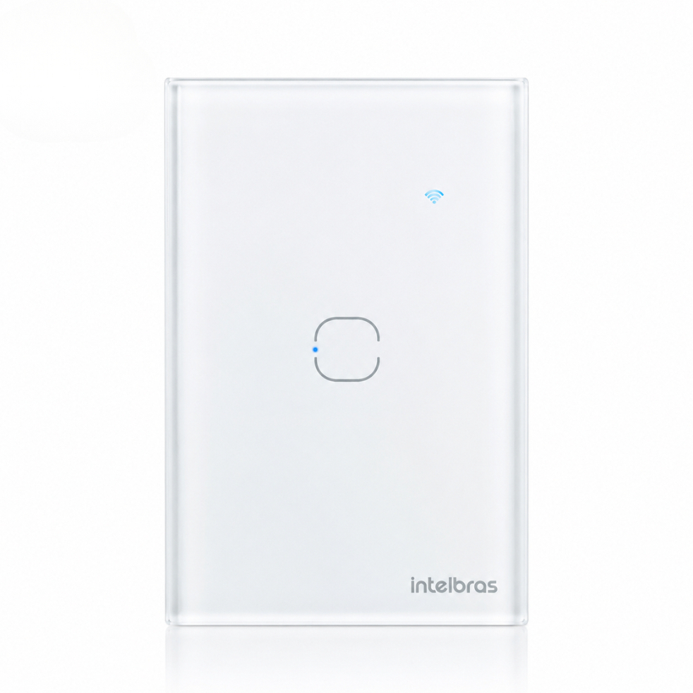 Interruptor Touch Wifi 1 Botão EIW 1001 Branco Intelbras Casa Inteligente Alexa Voz