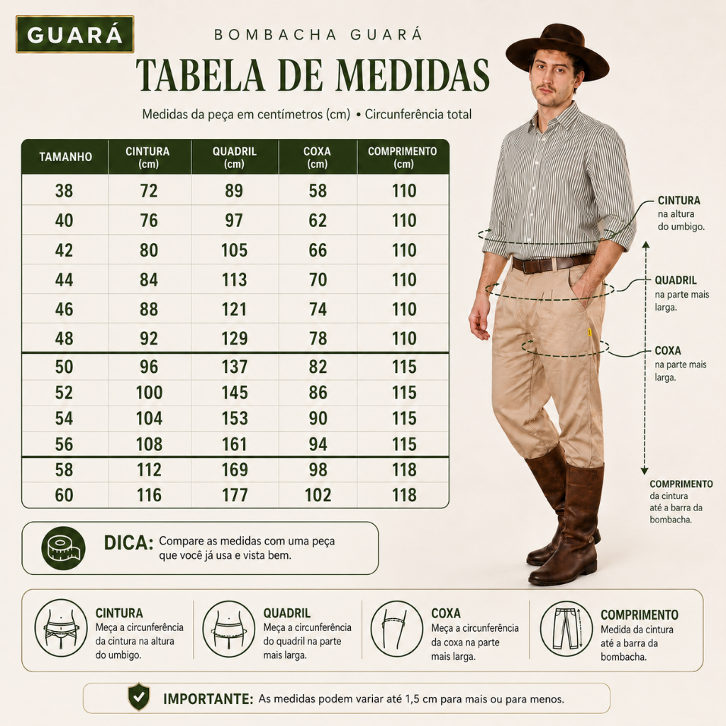 Bombacha Gaúcha C/Elastano Campeira | 5 Cores | Para Rodeio — imagem 2 de 2