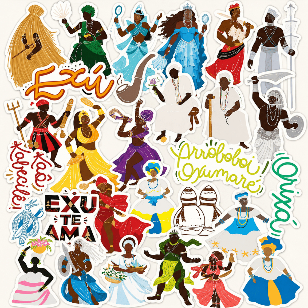 Kit 30 Adesivo Personalizados Umbanda Candomble Religiosos Decorativos