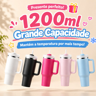 INOVA Copo Térmico 1200ml com Canudo Garrafa Térmica Água Quente Fria