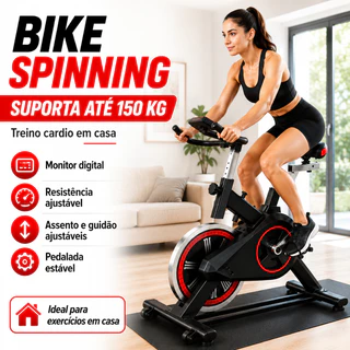 Bicicleta Bike Ergometrica Spinning Academia Fitness Profissional 150kg