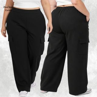 Calça Cargo Plus Size Wide Leg Feminina Gringa Pantalona Alfaiataria G1 G2 G3