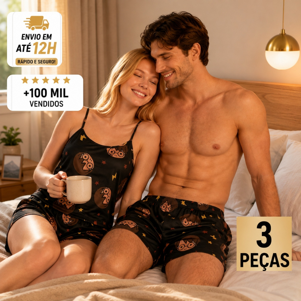 Kit Pijama Casal  Pijama Feminino e Samba Canção  Masculin  Kit Namorados
