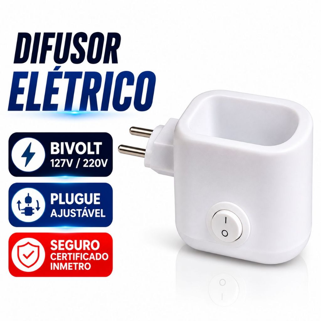 Difusor Aromatizador Elétrico Bivolt de Plástico Capacidade 30ml para Essências e Aromatizantes