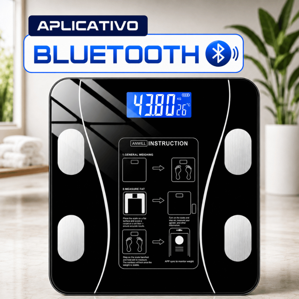 Balança Digital Corporal Profissional com Bioimpedância Aplicativo Bluetooth Inteligente