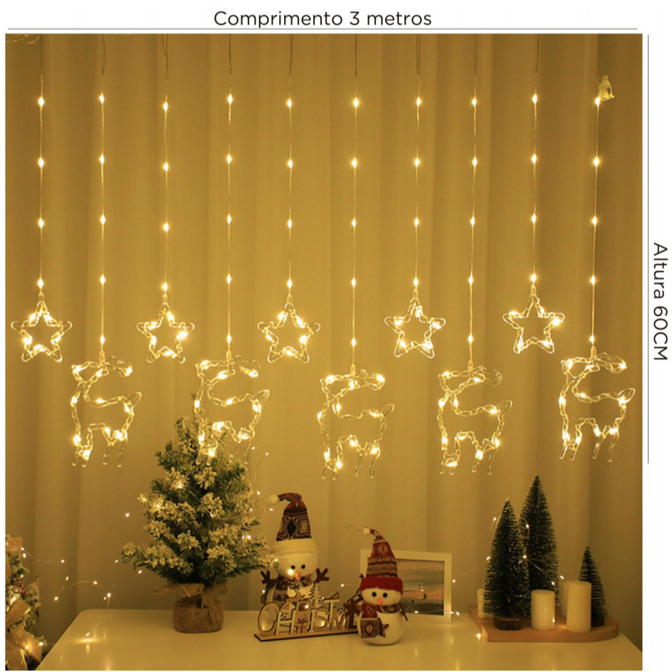 Luzes de Natal Cascata 100 Led  3m *0.6m(com fêmea ) modelo de cortina Cor quente e colorido 110/220v