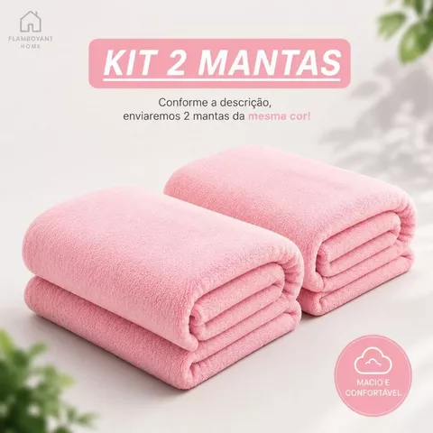 Kit 2 Peças Cobertor Manta Casal Mesma Cor