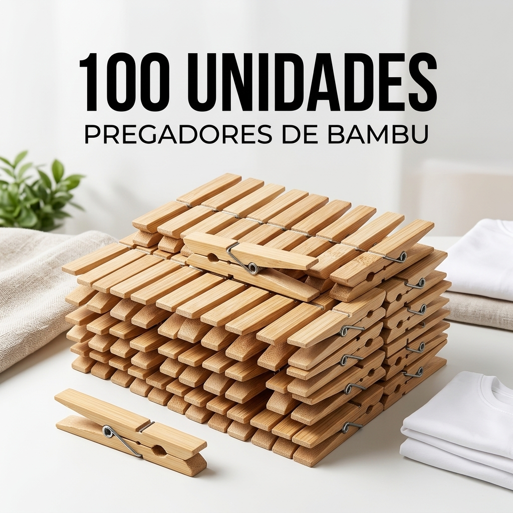 Prendedor Pregador De Roupa Bambu Embalagem 20/40/60/100