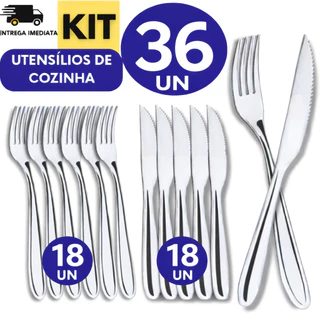 Talheres Cozinha Faqueiro Completo Prateado Aço Inox Restaurante Buffet Garfo Faca Profissionais Hot
