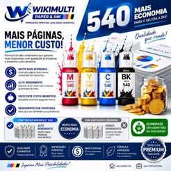 Tintas WikiMulti Paper Compativeis com Impressoras EcoTank Familia T540 - Modelo L3110 L3150 L3210 L3250 L5190 - 70ml c