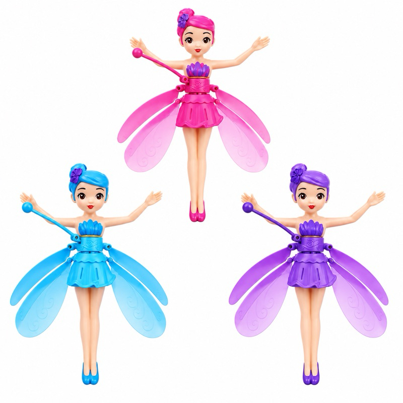 Boneca Fada Voadora Com Controle Remoto E Sensor De Mão Recarregável Brinquedo Infantil