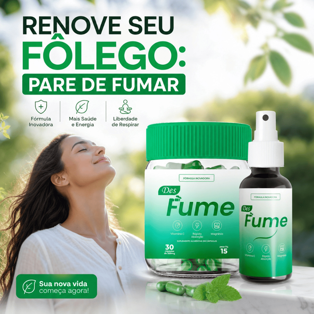 DESFUME Combo Spray + 30 Cápsulas | Auxílio para Reduzir a Vontade de Fumar