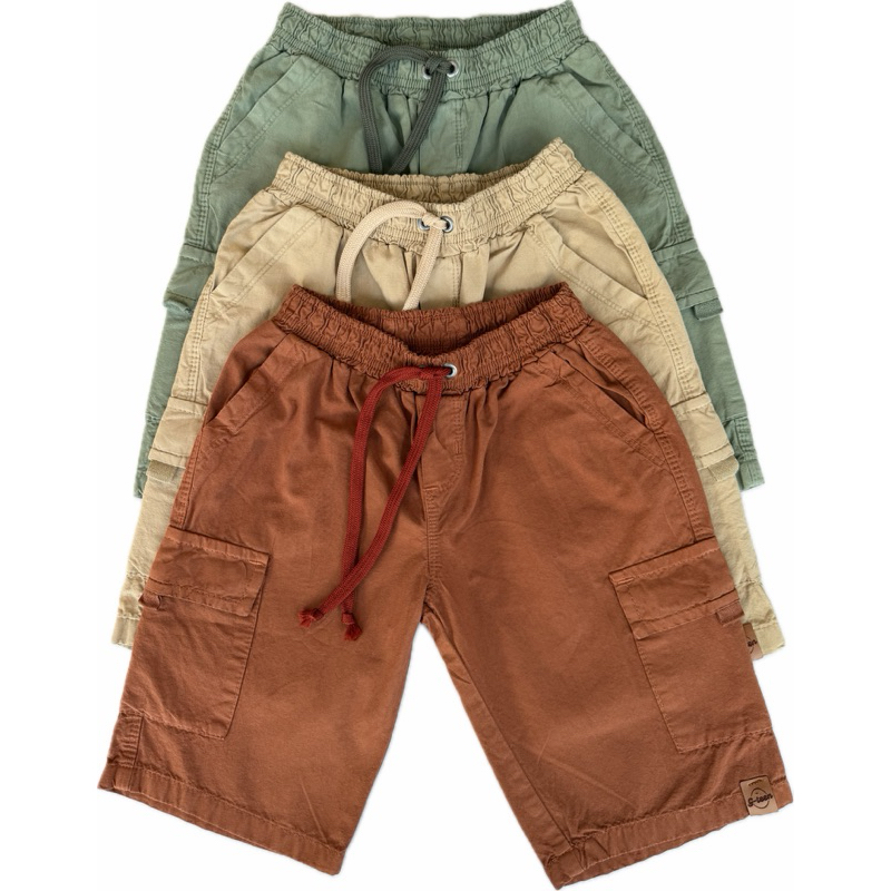 BERMUDA CARGO MASCULINO INFANTIL E JUVENIL COM ELASTICO PARA MENINOS.