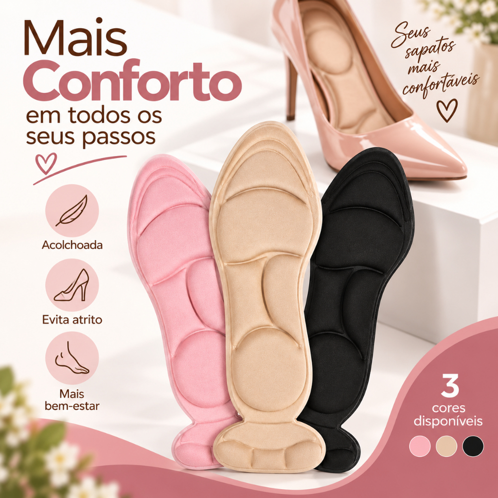 1 a 4 Pares Palmilha Ajuste Tamanho Sapato Folgado Conforto Reduz Número Calçado Antiderrapante