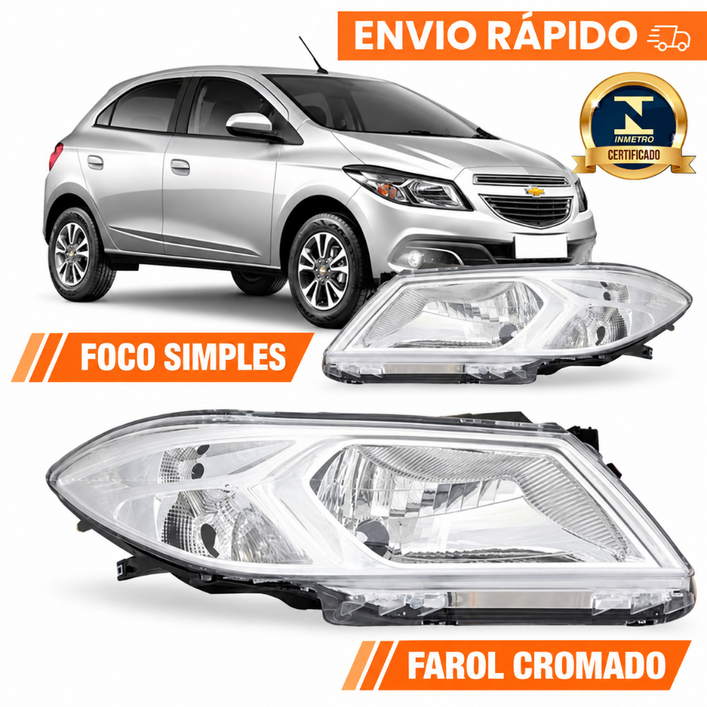 Farol Chevrolet Onix 2012 2013 2014 2015 2016 Cromado
