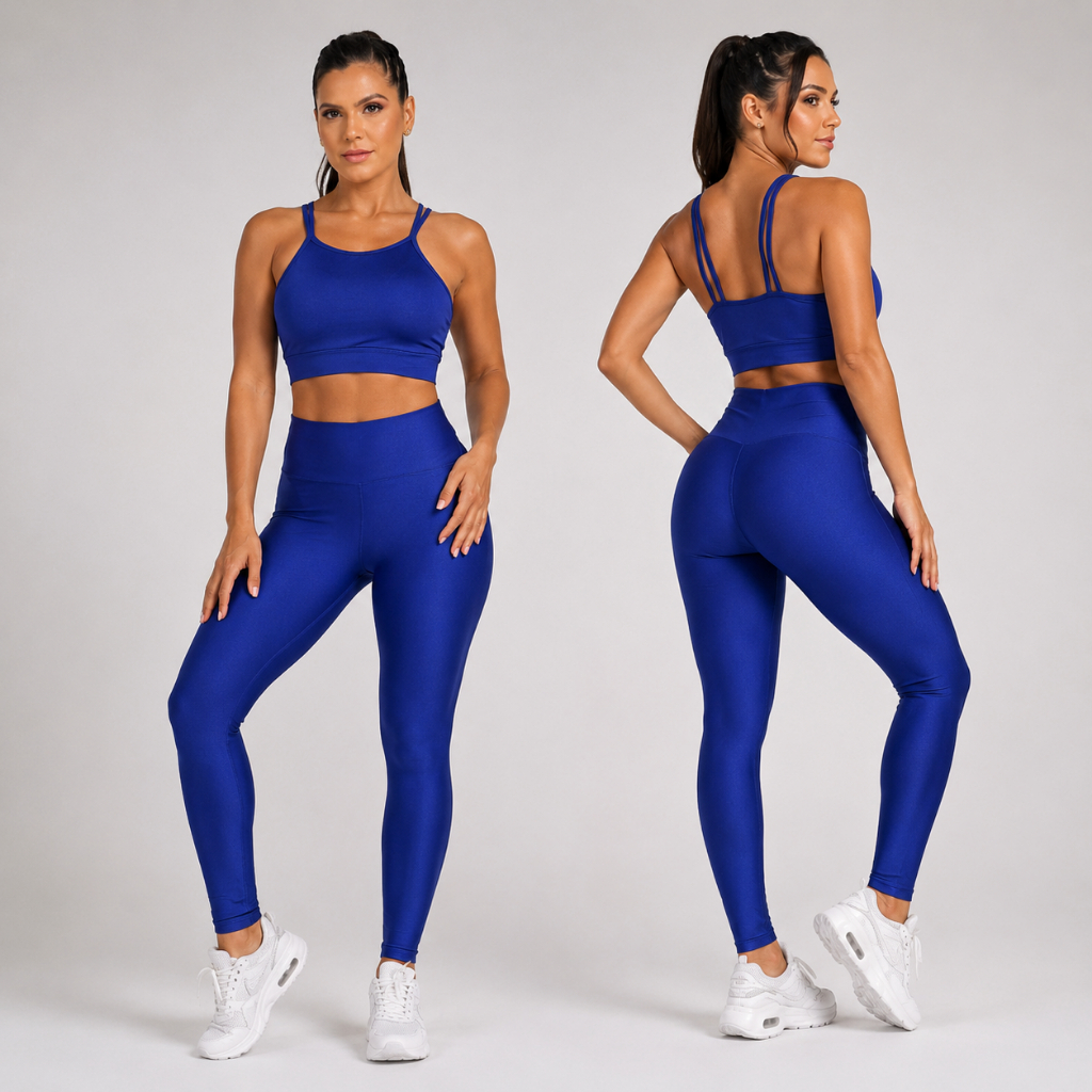 Conjunto Top E Legging Fitness Suplex Power Zero Transparência Cintura Alta Academia Alta Compressão