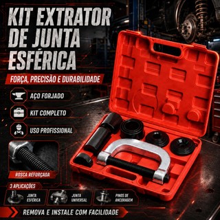 Kit Saca Pivô 10 Peças Aço Tratado Extrator Junta Esférica Universal Ferramenta Reparo Suspensão Automotiva Envio Brasil
