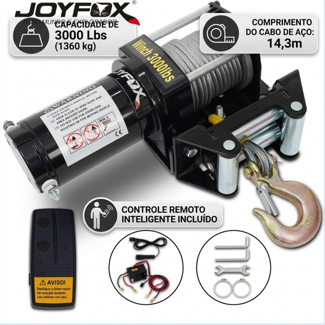 Guincho Elétrico 3000LB /1360kg 12V para ATV UTV Reboque Off Road com Controle Remoto
