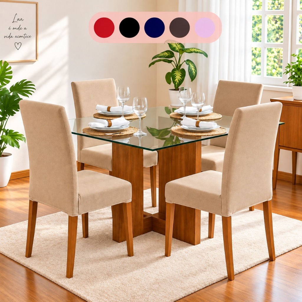 Kit 4, 6 e 8 Capa De Cadeira Malha Gel p/ Mesa De Jantar - Várias Cores
