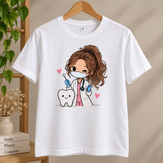 Camiseta Feminina Odontologia Dentista Estampa Profissão 100% Algodão