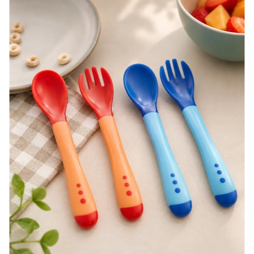 Kit Colher e Garfo Infantil de Silicone