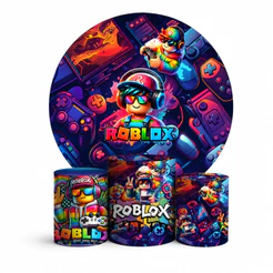 Kit Painel Redondo E Capas De Cilindro Festa Roblox 2