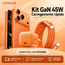 Fonte carregador 45W PD USB - C Super Rápido + Cabo USB-C para iPhone 15 16 17 18 Pro Max e Samsung/Android original