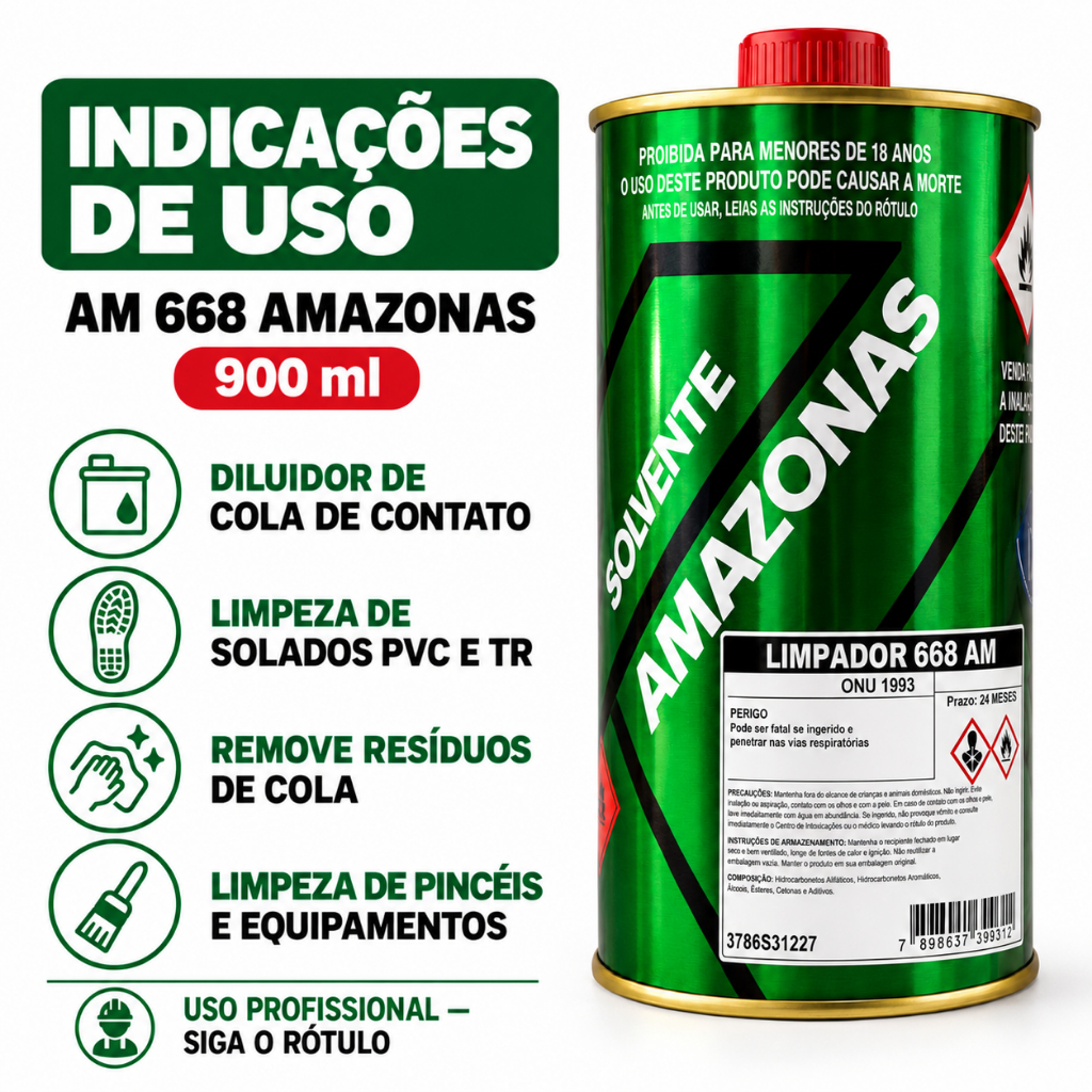 Limpador Removedor De Cola Diluente Am 668 900ml AMAZONAS — imagem 2 de 2