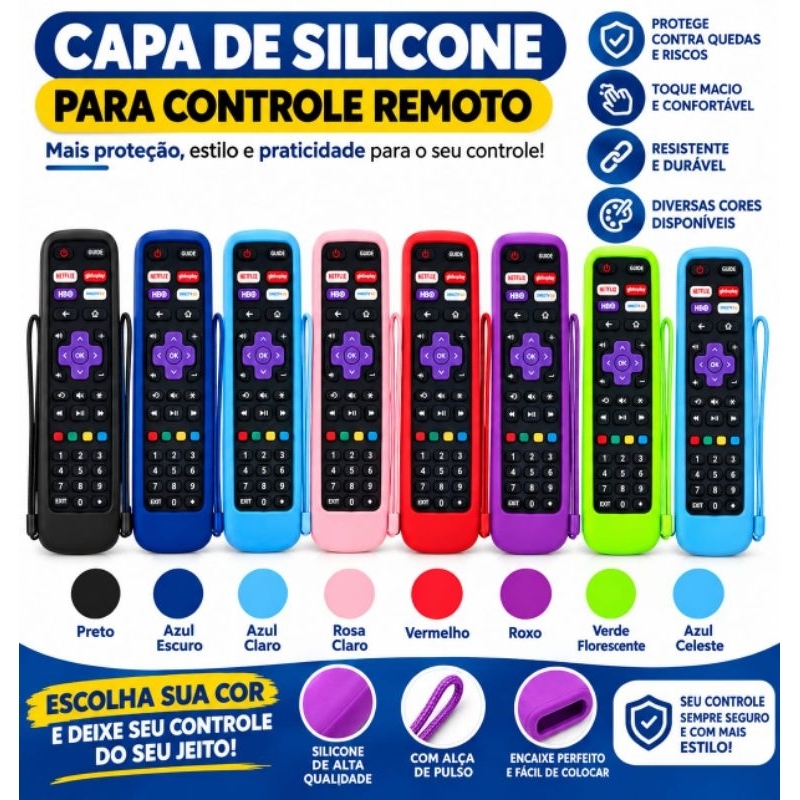 Capa de Silicone para Controle  Remoto Para TV Roku 7998-26