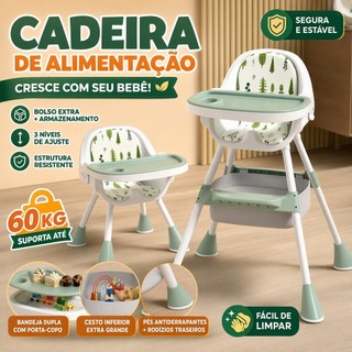 Cadeirinha de Alimentação Bebê Segura, Suporta 60KG Estrutura Triangular, Bandeja Removível