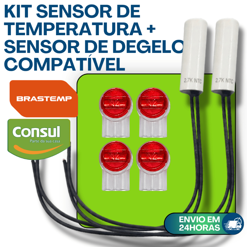 KIT SENSOR TEMPERATURA + DEGELO 2,7k UNIVERSAL COMPATIVEL GELADEIRA BRASTEMP CONSUL W10531315