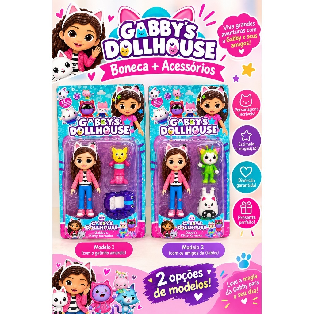 Boneca Gabby A Casa Mágica Da Gabby Com Gatinho Pandy Paws - Brinquedo Infantil-cor aleatorio