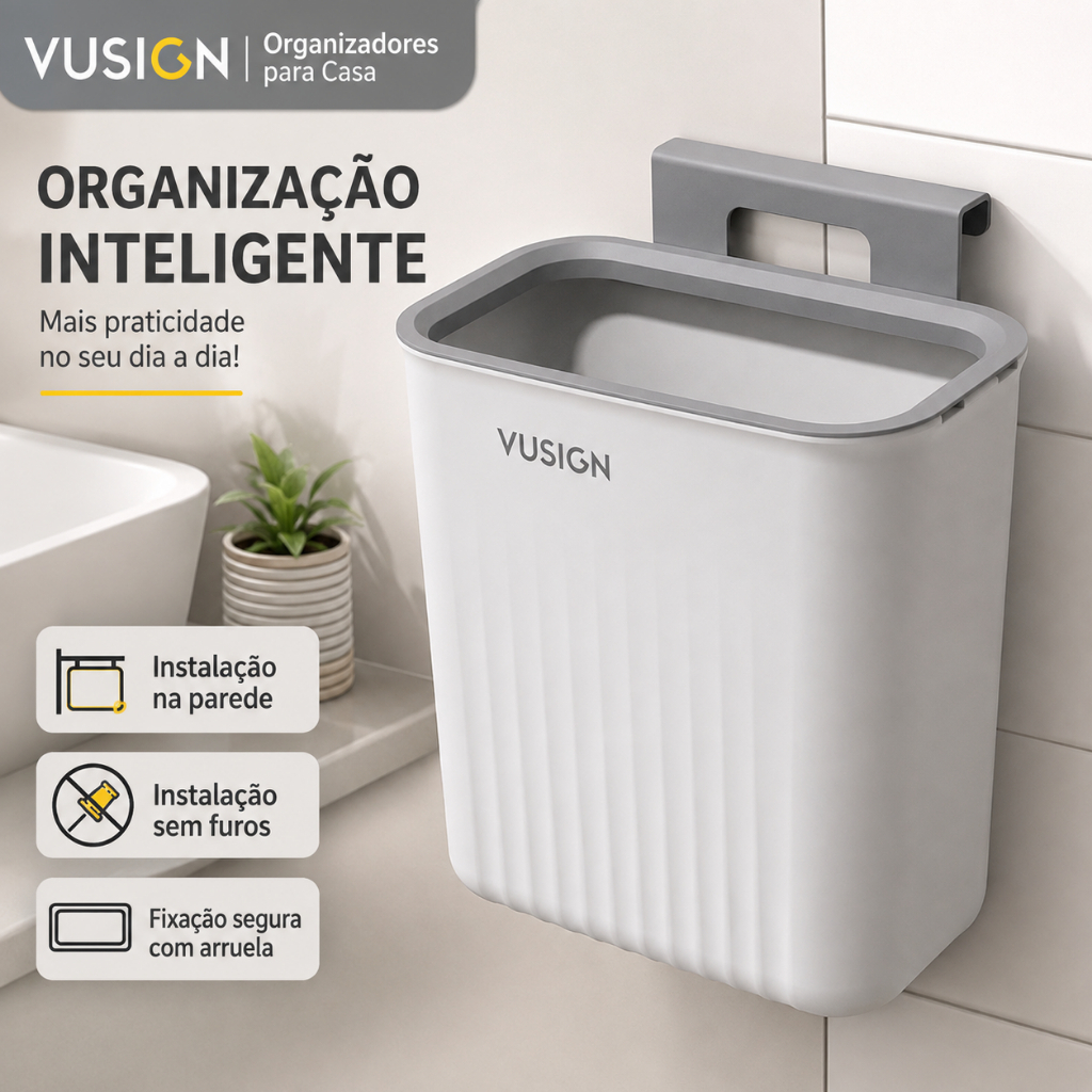 Lixeira Suspensa para Porta de Armário de Cozinha sem Tampa VUSIGN