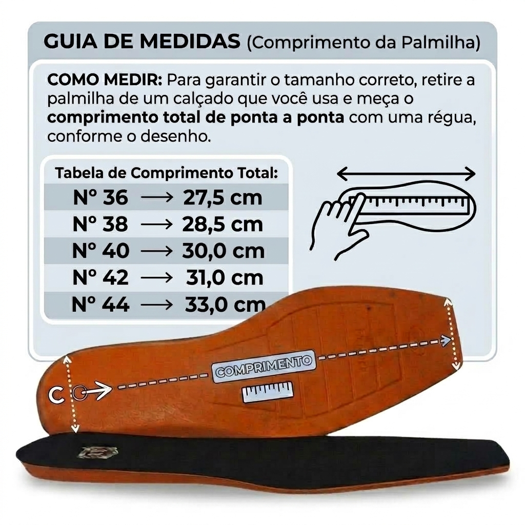 Palmilha Ortopédica de PU Gel para Bota e Botina Texana Bico Quadrado RS Rodeo Sport — imagem 2 de 2