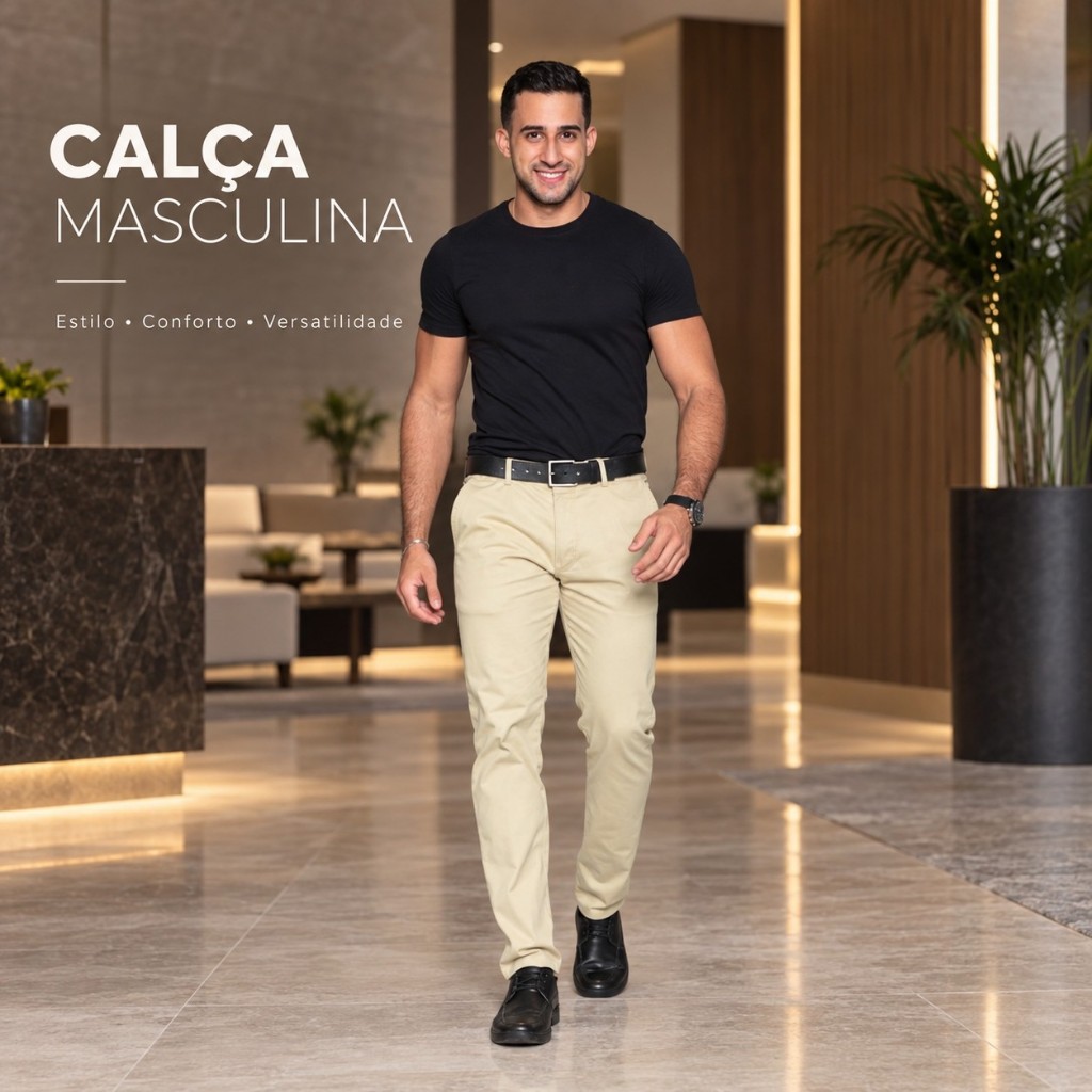 Calça Masculina Alfaiataria Sarja Elastano Esporte Fino Estilo Social Ecritorio Casamento
