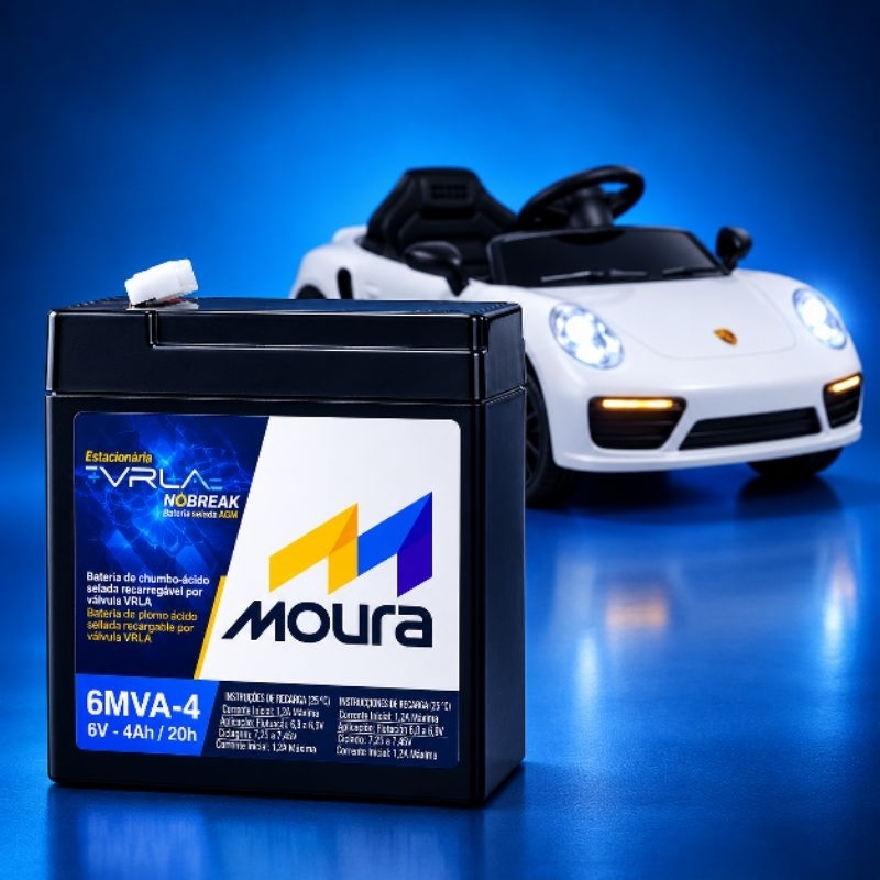 Bateria Moura 6v 4ah Carro Moto Elétrica infantil Balança Relógio Ponto