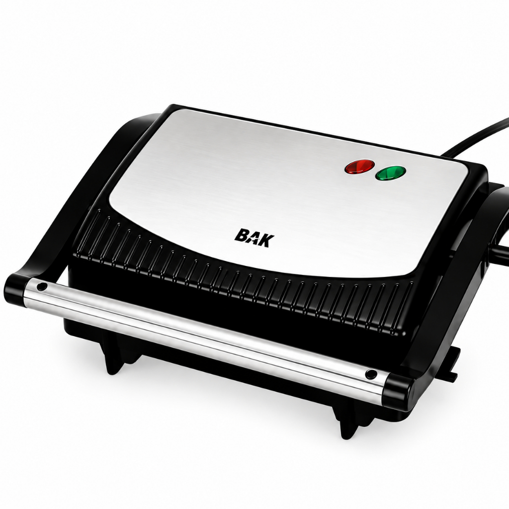 Sanduicheira Elétrica Grill 750W Antiaderente Inox Preta para Lanches